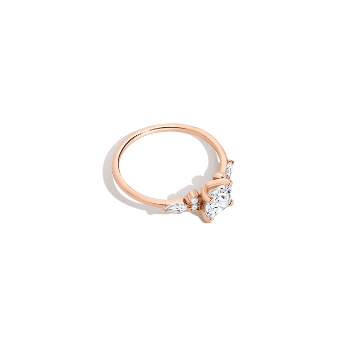 Cushion Cut Floral Diamond Ring 14K 18K Platinum Rose Gold Lab-grown Natural