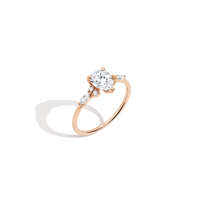 Pear Cut Floral Diamond Ring 14K 18K Platinum Rose Gold Lab-grown Natural First