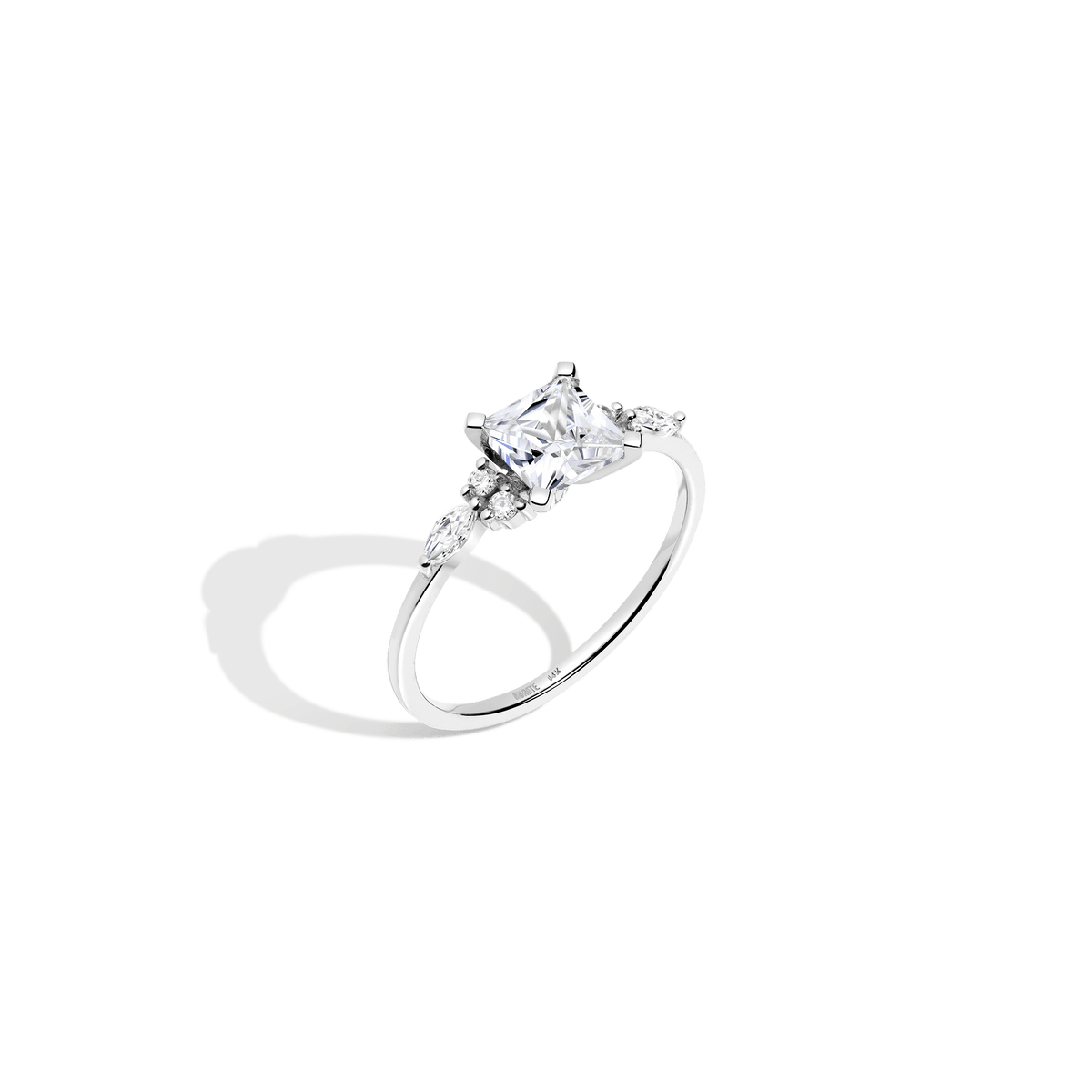 18K White Gold Diamond Engagement Rings 2.50 Carat Real Lab Created  Princess Cut