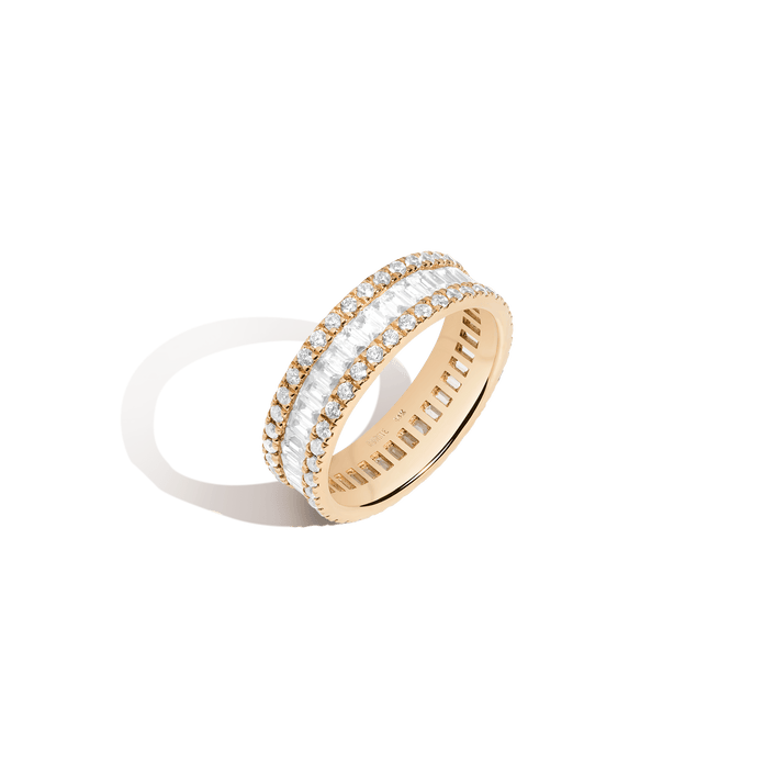 Multi-Cut Baguette Quadri Diamond Ring 14K 18K Platinum Yellow Gold Lab-grown Natural First