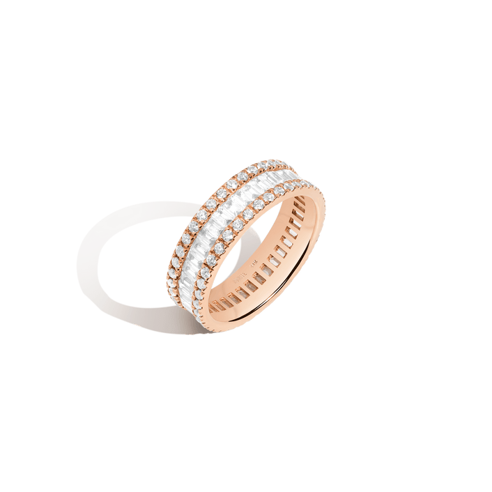 Multi-Cut Baguette Quadri Diamond Ring 14K 18K Platinum Rose Gold Lab-grown Natural First