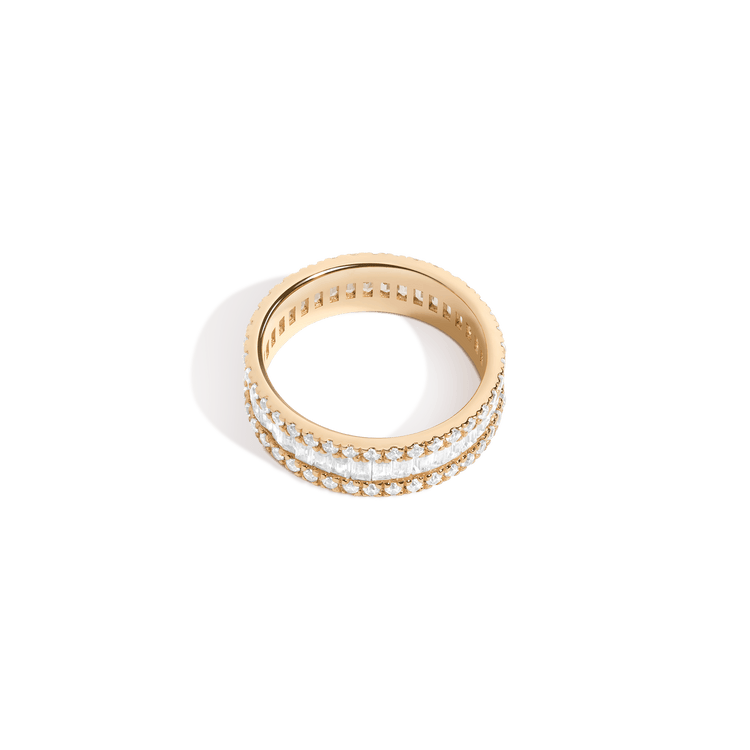 Multi-Cut Baguette Quadri Ring in Yellow, Rose or White Gold
