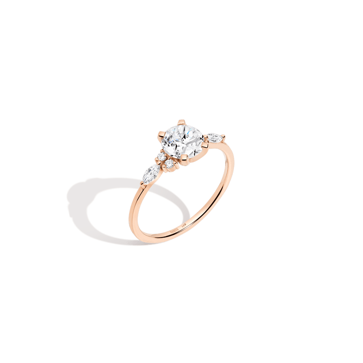 Round Floral Diamond Ring 14K 18K Platinum Rose Gold Lab-grown Natural First