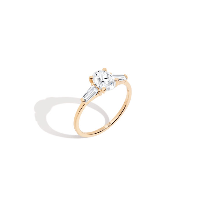 Oval-Cut Tapered Baguette Diamond Ring