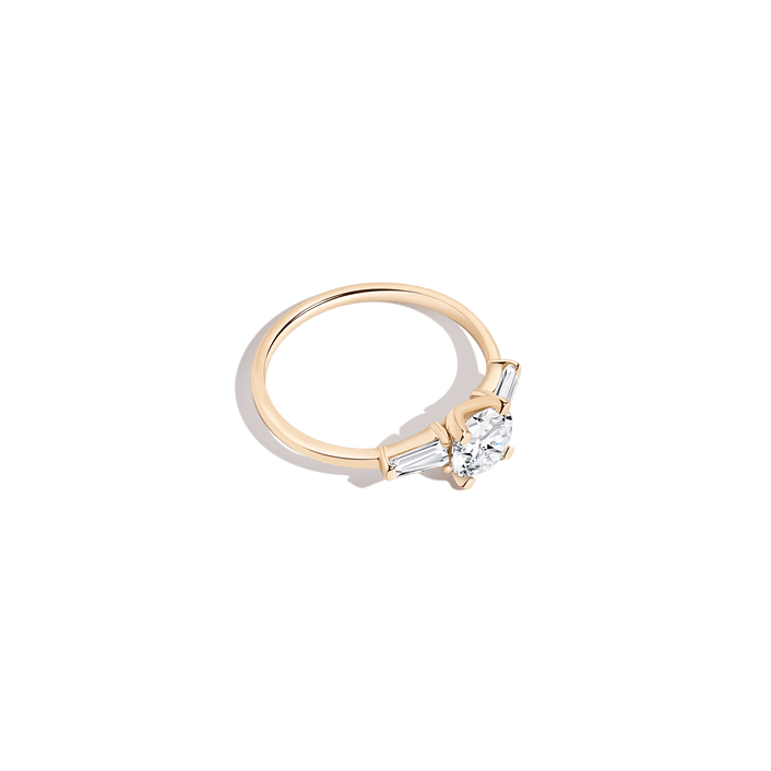 Round Diamond Tapered Baguette Diamond Ring 14K 18K Platinum Yellow Gold Lab-grown Natural