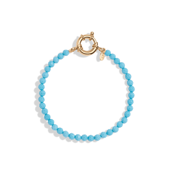 Vibrant Aura Beaded Bracelet Yellow Gold Rose Gold White Gold Vermeil 14k Blue Turquoise 6.5in (S) 7in (M/L) First