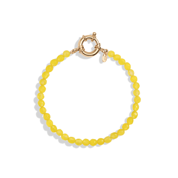 Vibrant Aura Beaded Bracelet Yellow Gold Rose Gold White Gold Vermeil 14k Yellow Jade 6.5in (S) 7in (M/L) First