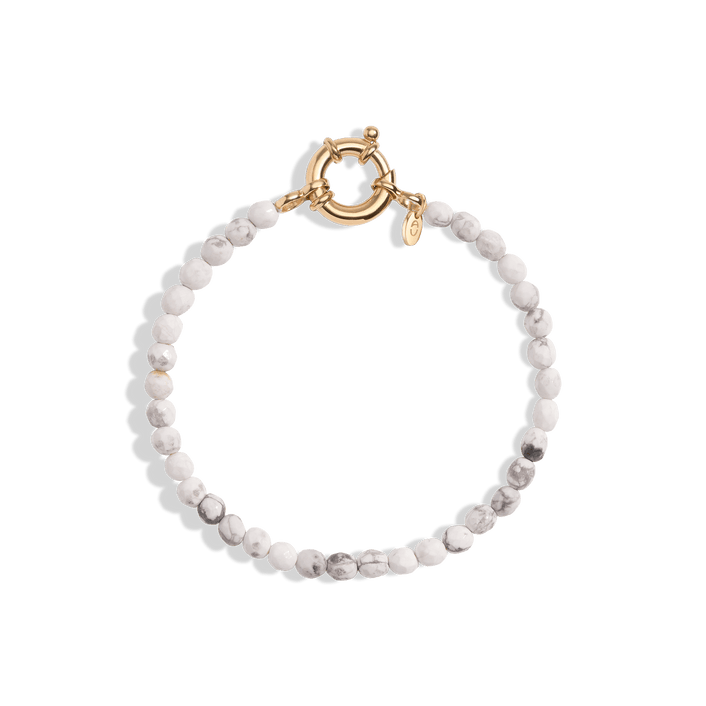 Vibrant Aura Beaded Bracelet Yellow Gold Rose Gold White Gold Vermeil 14k White Howlite 6.5in (S) 7in (M/L) First