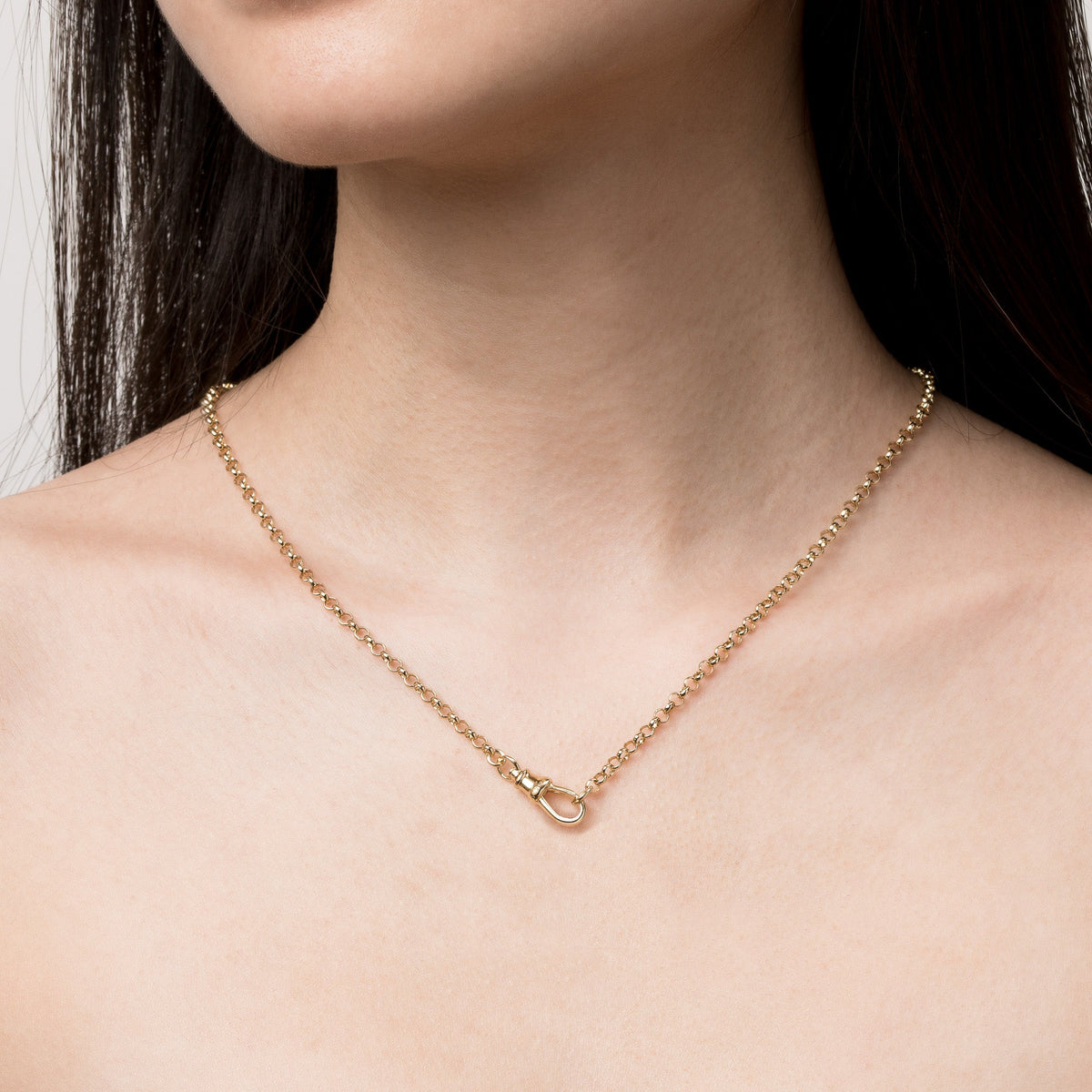Gold Rolo Chain Necklace in Yellow, Rose or White Gold