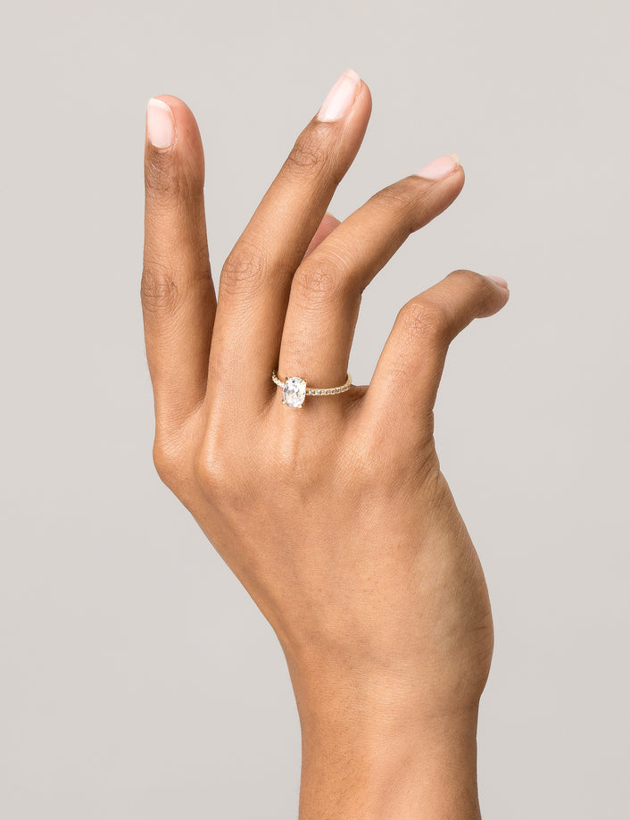Pavé Oval-Cut Solitaire Diamond Ring
