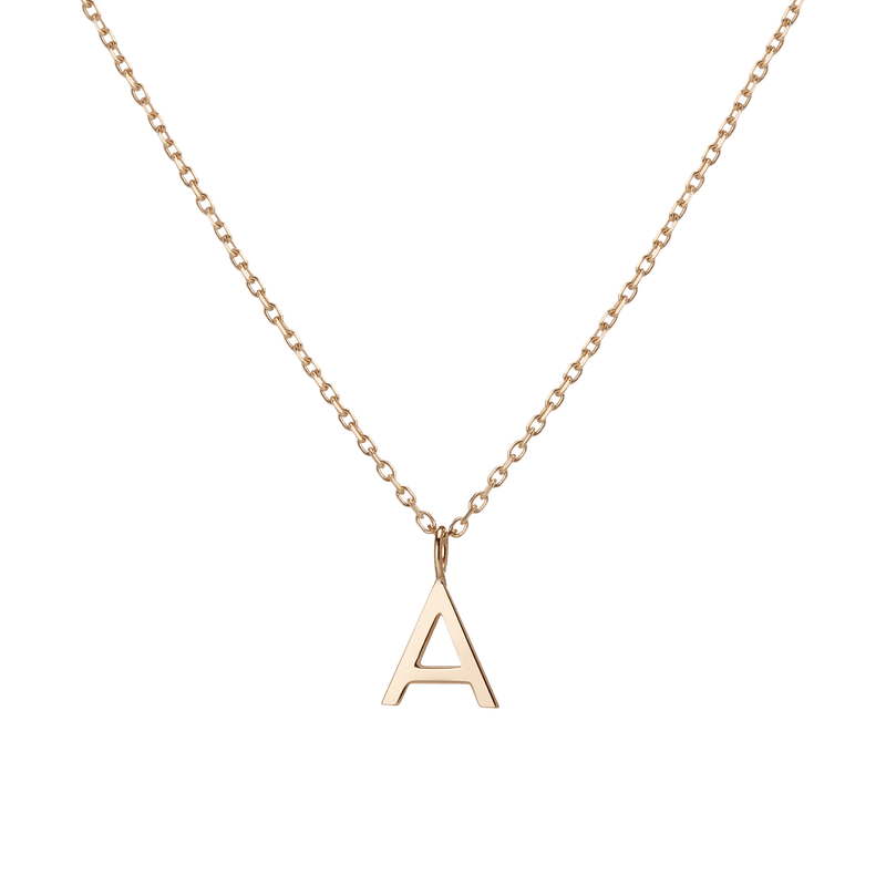 Personalized Initial Letter Pendant Necklace 14K