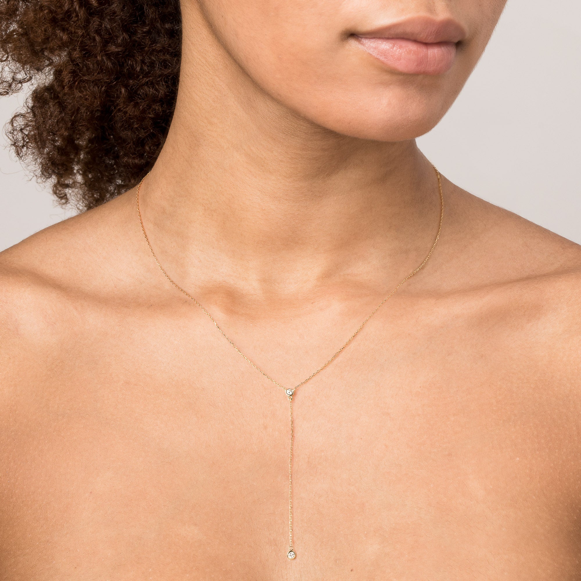 Diamond Bezel Lariat Necklace