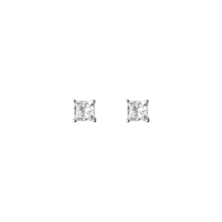 Large Diamond Studs White Gold Vermeil 14k White Gold 18k White Gold White Diamonds   First Single | Pair |