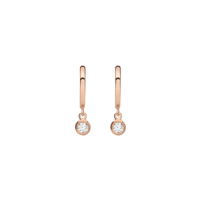 Huggie Earrings with Bezel Rose Gold Vermeil 14k Rose Gold 18k Rose Gold White Diamonds    Single | Pair |