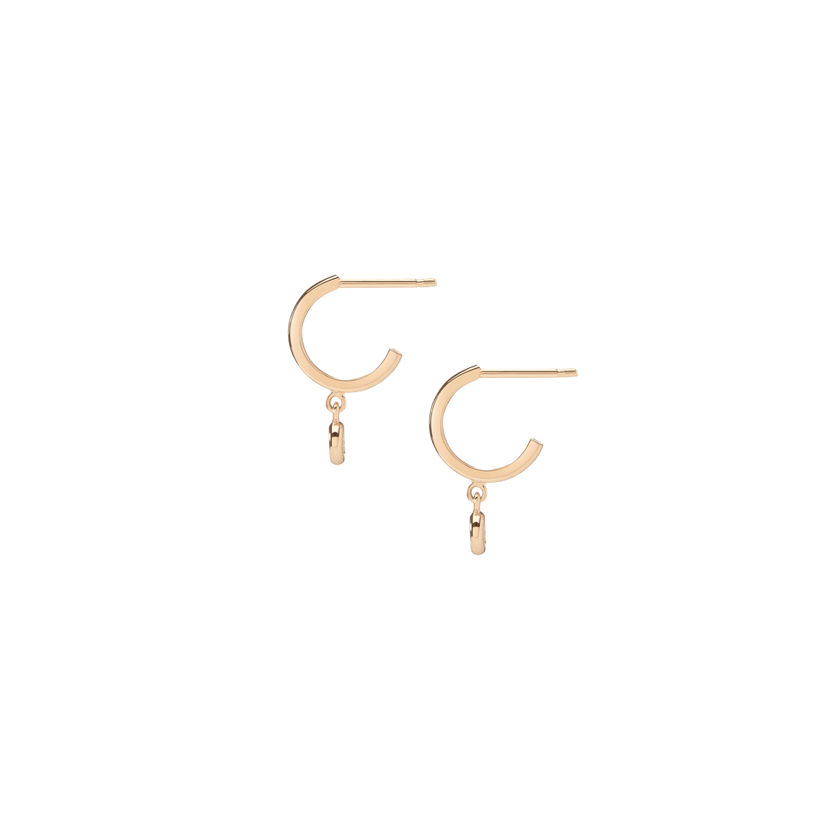 Huggie Earrings with Bezel Yellow Gold Vermeil 14k Yellow Gold 18k Yellow Gold White Diamonds    Single | Pair |