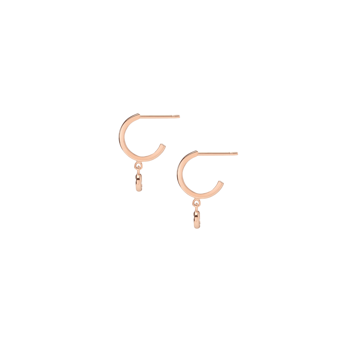 Huggie Earrings with Bezel Rose Gold Vermeil 14k Rose Gold 18k Rose Gold White Diamonds    Single | Pair |