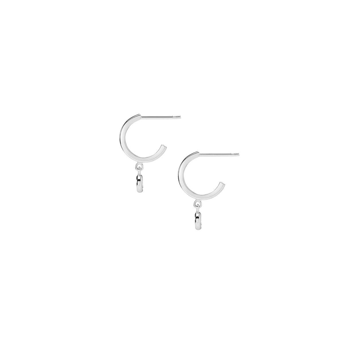 Huggie Earrings with Bezel White Gold Vermeil 14k White Gold 18k White Gold White Diamonds    Single | Pair |