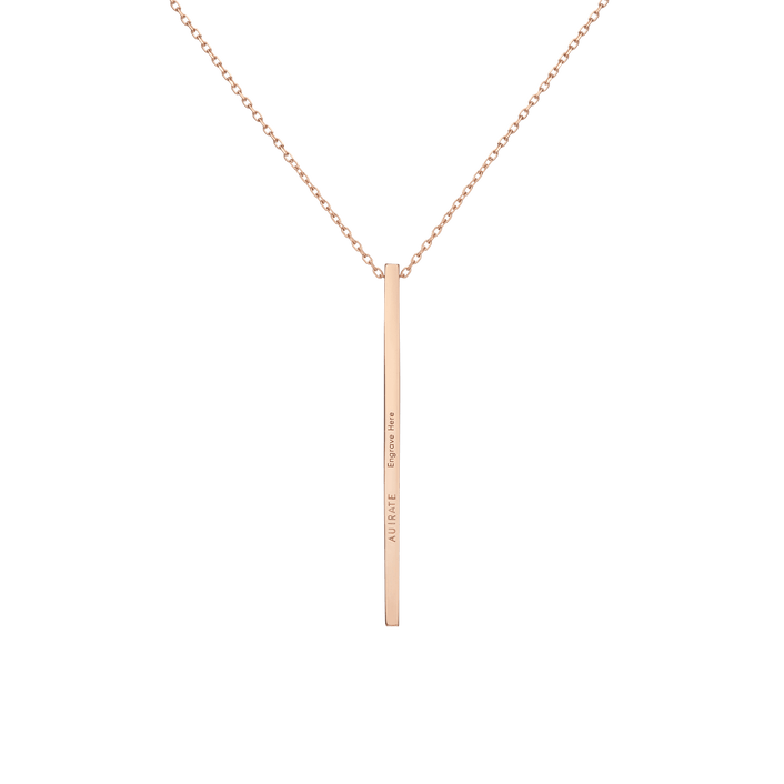 Long Gold Bar Drop Necklace Rose Gold Vermeil 14k Rose Gold 18k Rose Gold