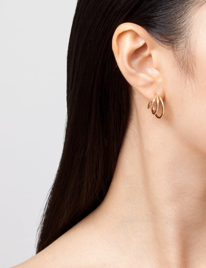 Deco Triple Gold Hoop Earrings