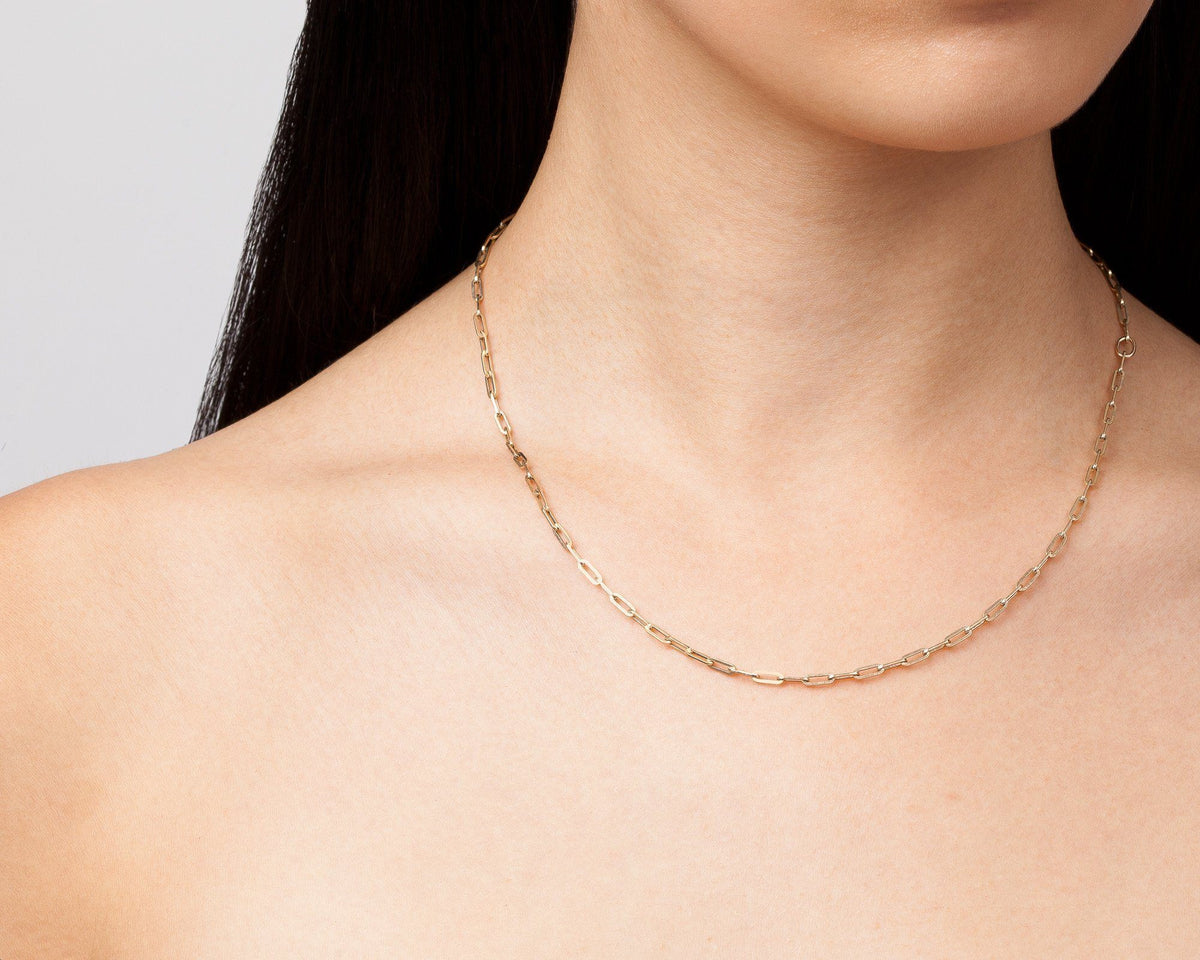 Dainty Paperclip Chain Necklace - Kei 20 inch
