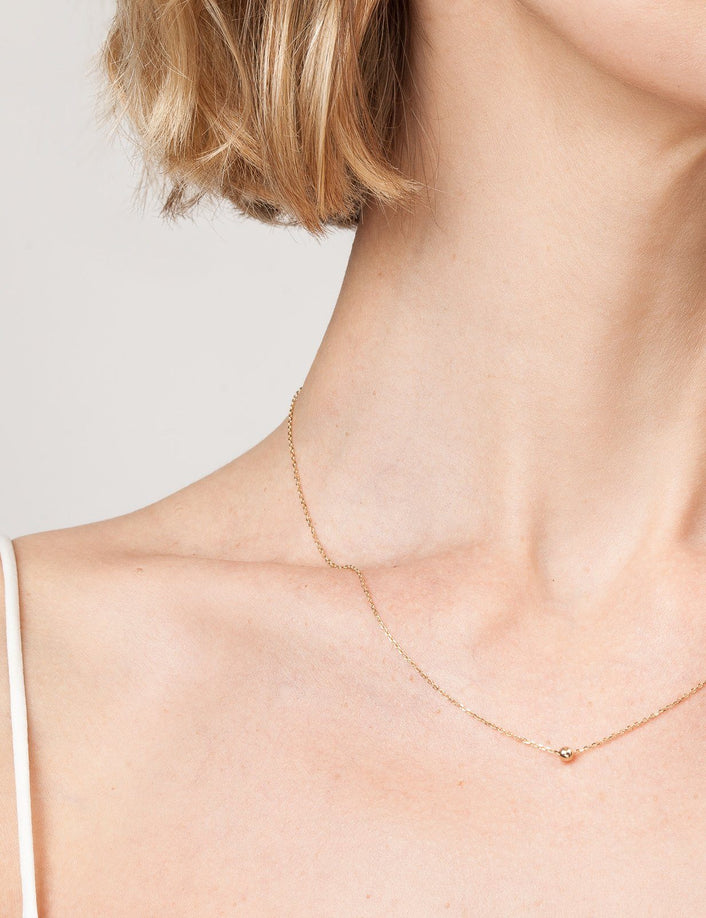 Solid Gold Ball Pendant Necklace