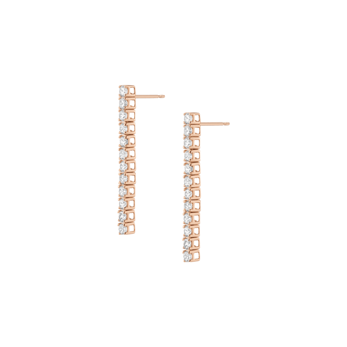 Dazzling Diamond Tennis Large Earrings Large 14k 18k Rose Gold 12 Diamonds Pair Single
