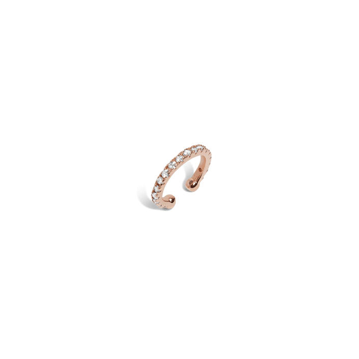 Mini Earcuff  Rose Gold Vermeil 14k Rose Gold 18k Rose Gold White Diamonds Half Side   Pair | Single |