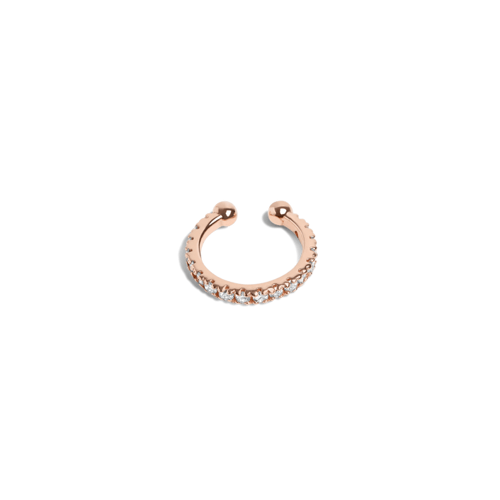 Mini Earcuff  Rose Gold Vermeil 14k Rose Gold 18k Rose Gold White Diamonds Laid down    Front First Pair | Single |