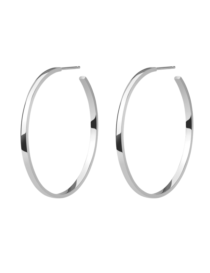 Hoop Earrings Sterling Silver White Gold Vermeil 14k White Gold 18k White Gold Half Side    Front First Pair | Single |