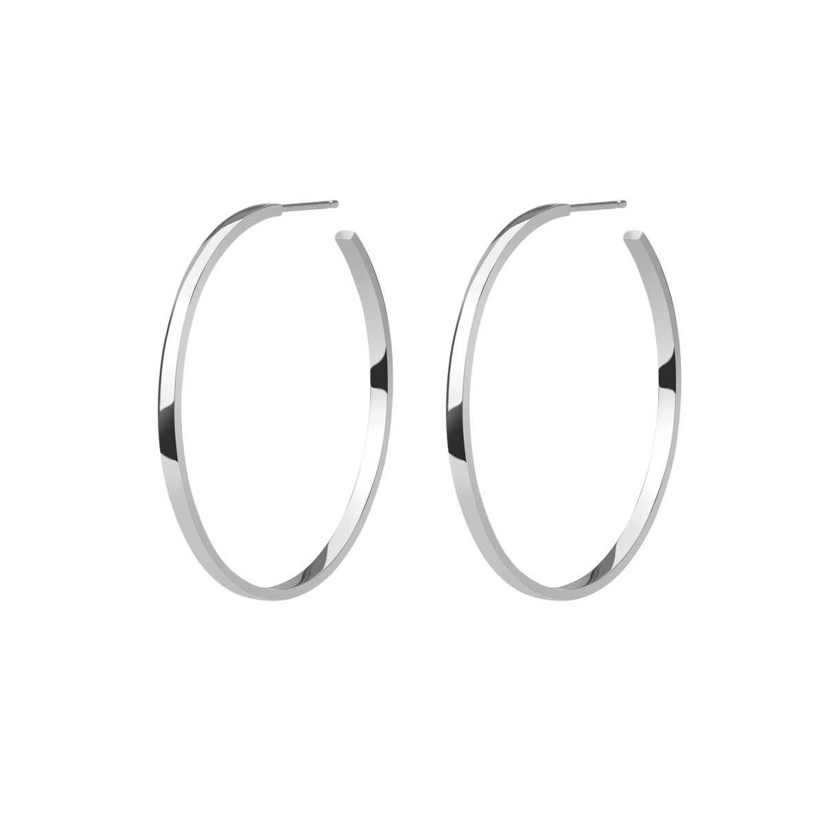 Hoop Earrings Sterling Silver White Gold Vermeil 14k White Gold 18k White Gold Half Side    Front First Pair | Single |