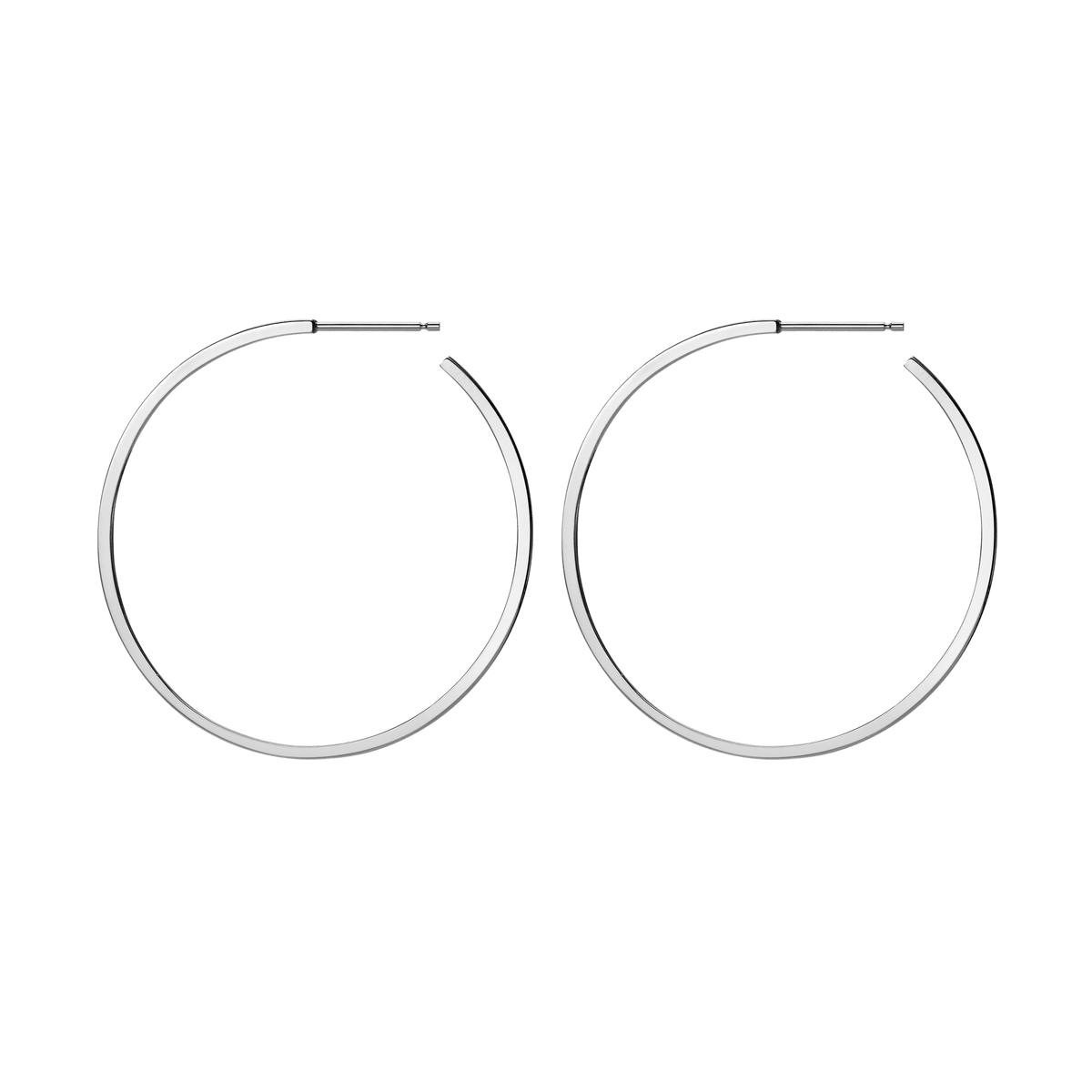 Hoop Earrings Sterling Silver White Gold Vermeil 14k White Gold 18k White Gold Side   Pair | Single |