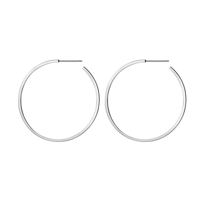 Hoop Earrings Sterling Silver White Gold Vermeil 14k White Gold 18k White Gold Side   Pair | Single |