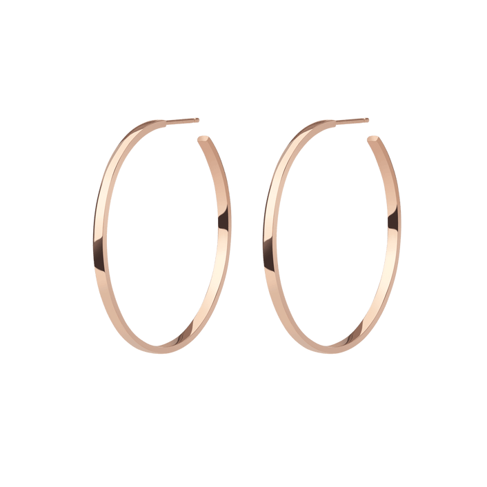 Hoop Earrings Rose Gold Vermeil 14k Rose Gold 18k Rose Gold Half Side    Front First Pair | Single |