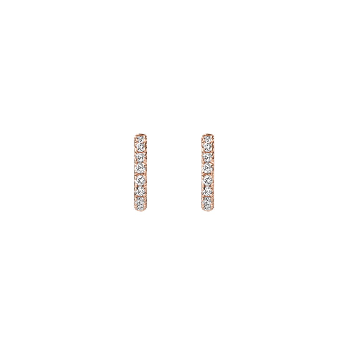 Huggie Earrings with White Diamonds Rose Gold Vermeil 14k 18k Pair | Single |