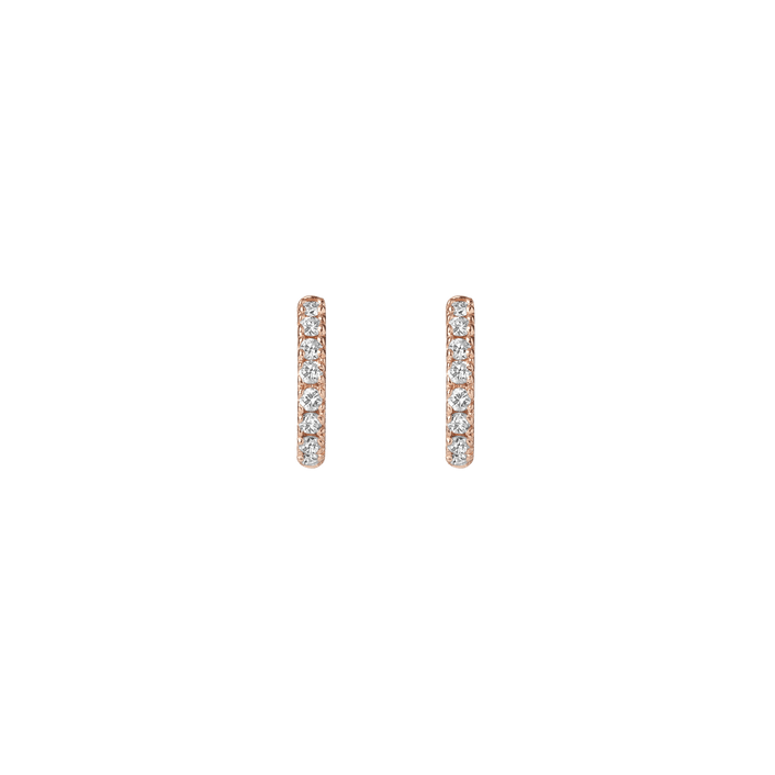 Huggie Earrings with White Diamonds Rose Gold Vermeil 14k 18k Pair | Single |