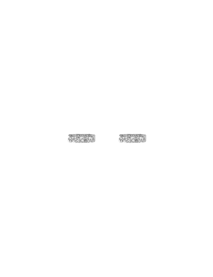 Mini Black Diamond Bar Earring Sterling Silver White Gold Vermeil 14k White Gold 18k White Gold White Diamonds    Front First Pair | Single |
