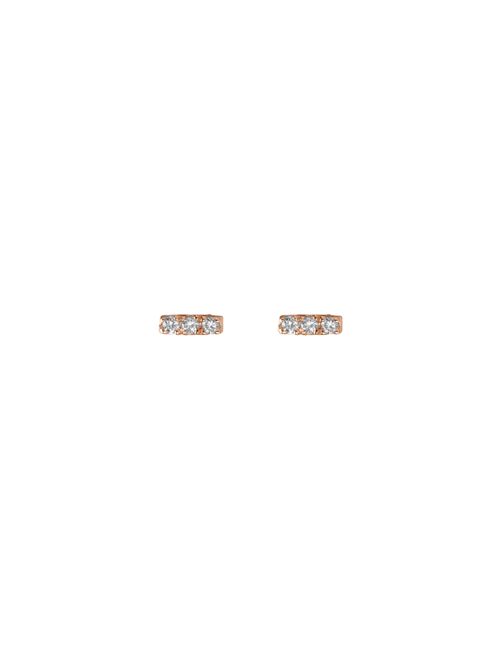 Mini Black Diamond Bar Earring Rose Gold Vermeil 14k Rose Gold 18k Rose Gold White Diamonds     Front First Pair | Single |