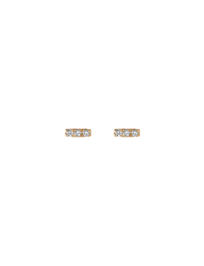 Mini Black Diamond Bar Earring Yellow Gold Vermeil 14k Yellow Gold 18k Yellow Gold White Diamonds     Front First Pair | Single |