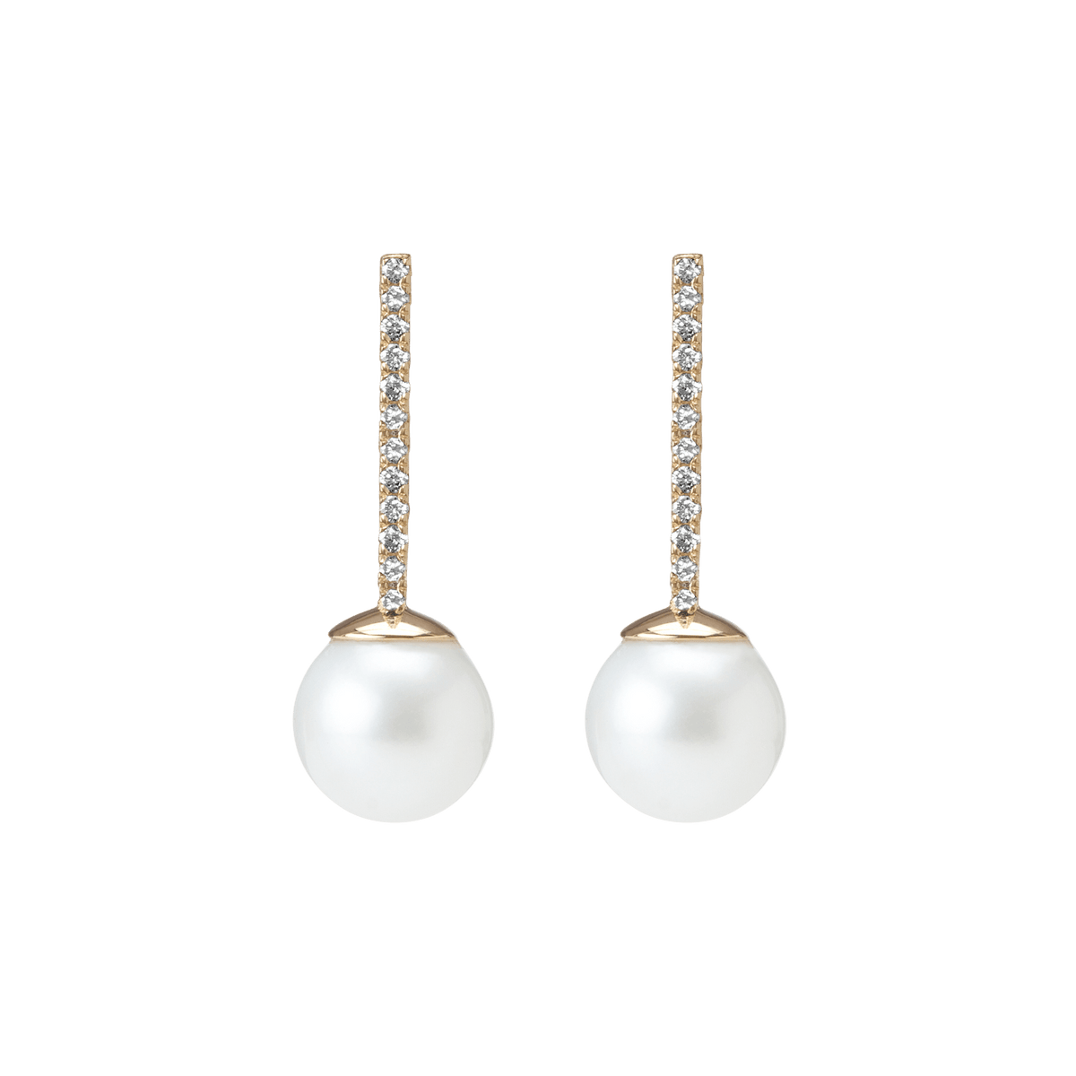 Proud Diamond Pearl Earrings in Yellow, Rose or White Gold