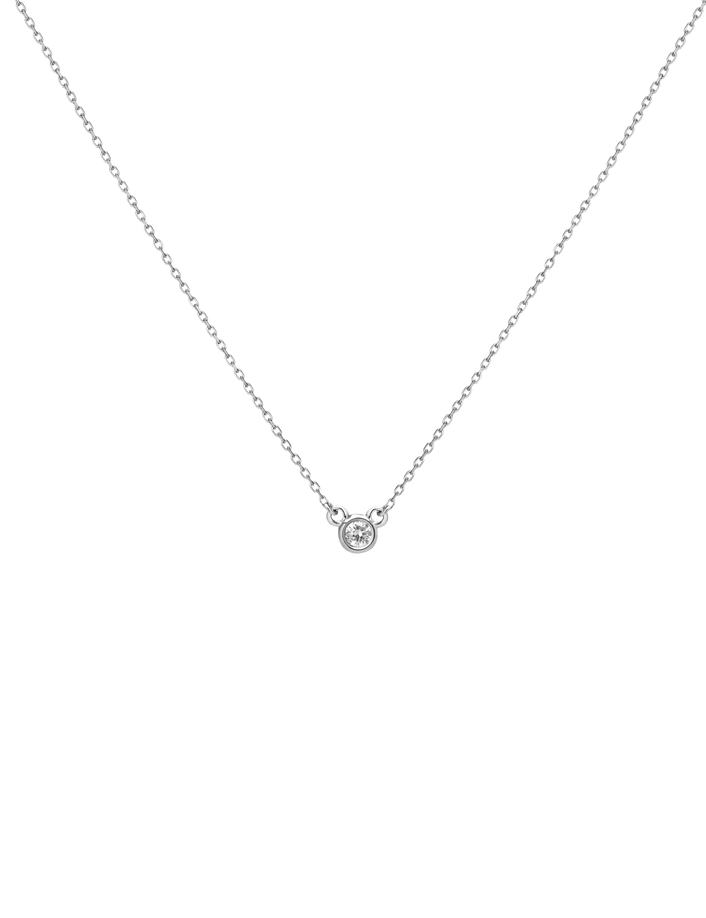 Diamond Bezel Necklace Sterling Silver White Gold Vermeil 14k White Gold 18k White Gold White Diamonds     Front First