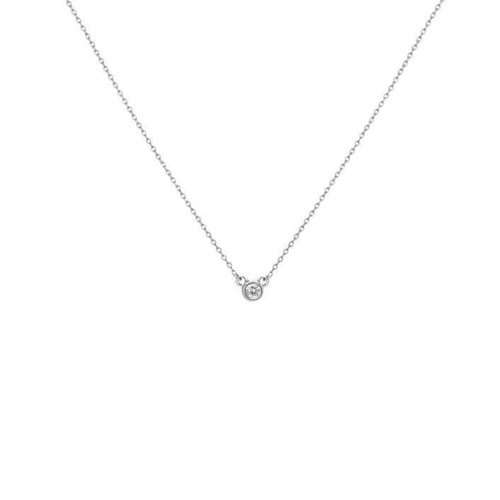 Diamond Bezel Necklace Sterling Silver White Gold Vermeil 14k White Gold 18k White Gold White Diamonds     Front First