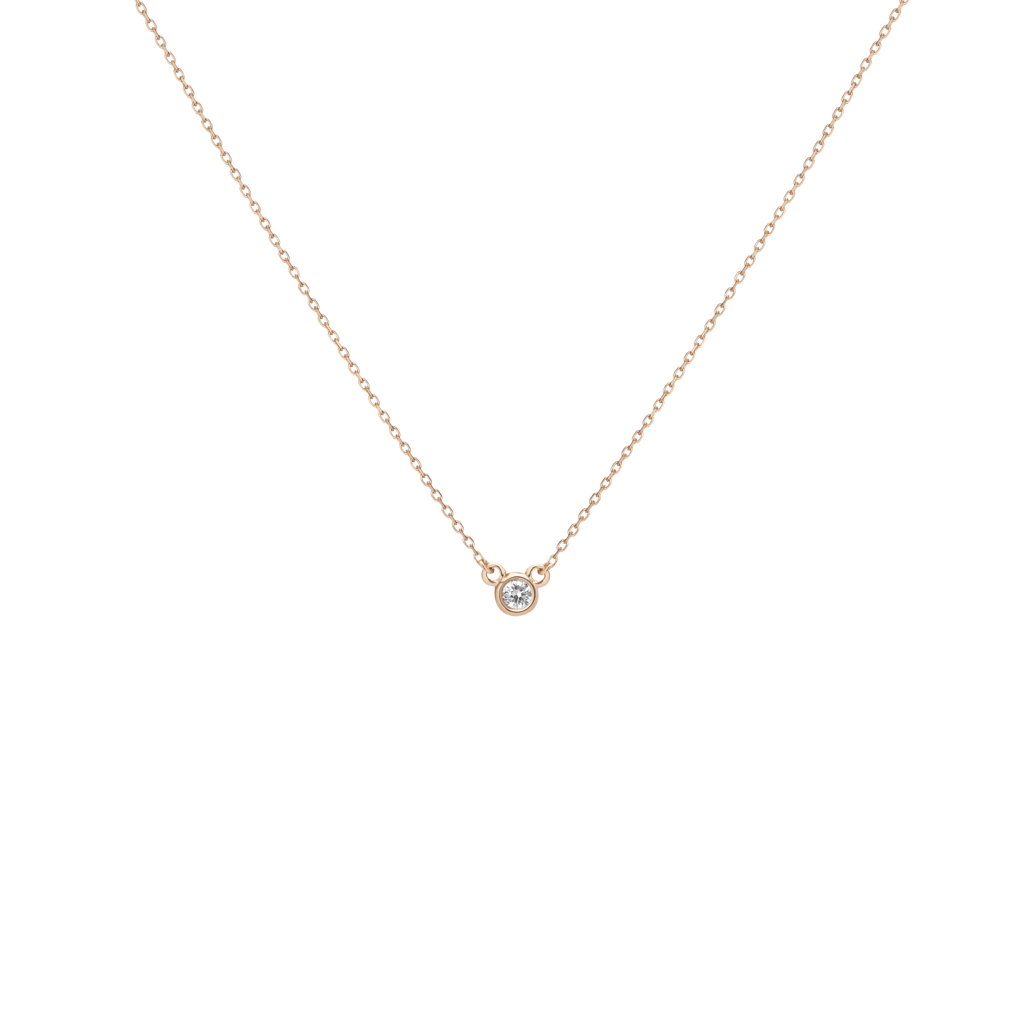 Diamond Bezel Necklace in Yellow, Rose or White Gold