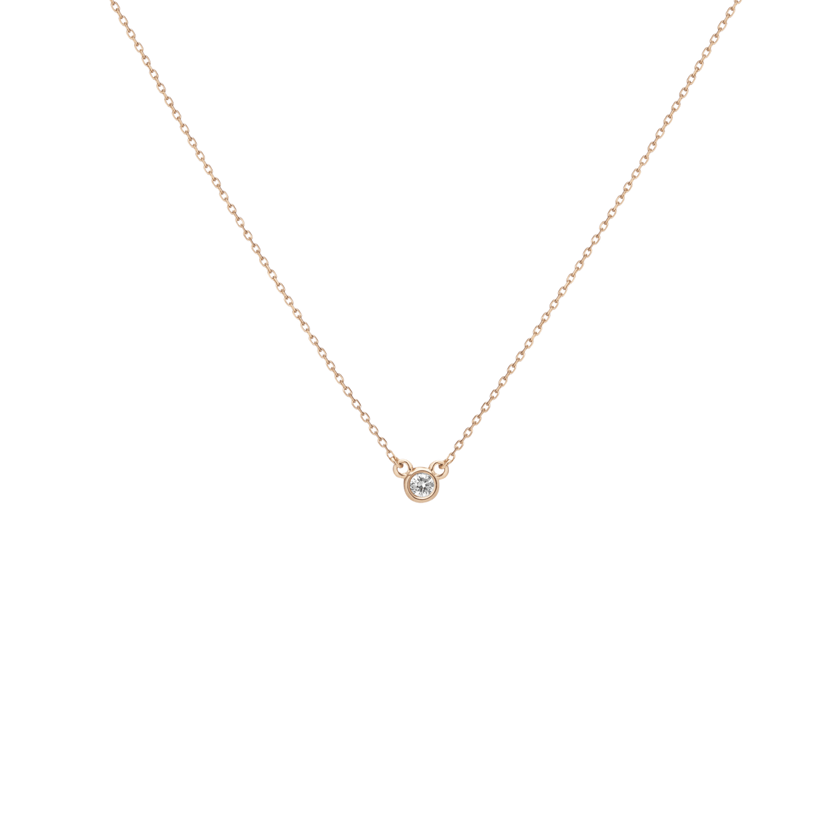 Diamond Bezel Necklace Yellow Gold Vermeil 14k Yellow Gold 18k Yellow Gold White Diamonds     Front First