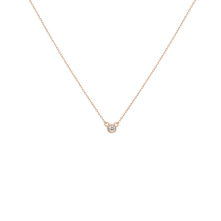 Diamond Bezel Necklace Yellow Gold Vermeil 14k Yellow Gold 18k Yellow Gold White Diamonds     Front First