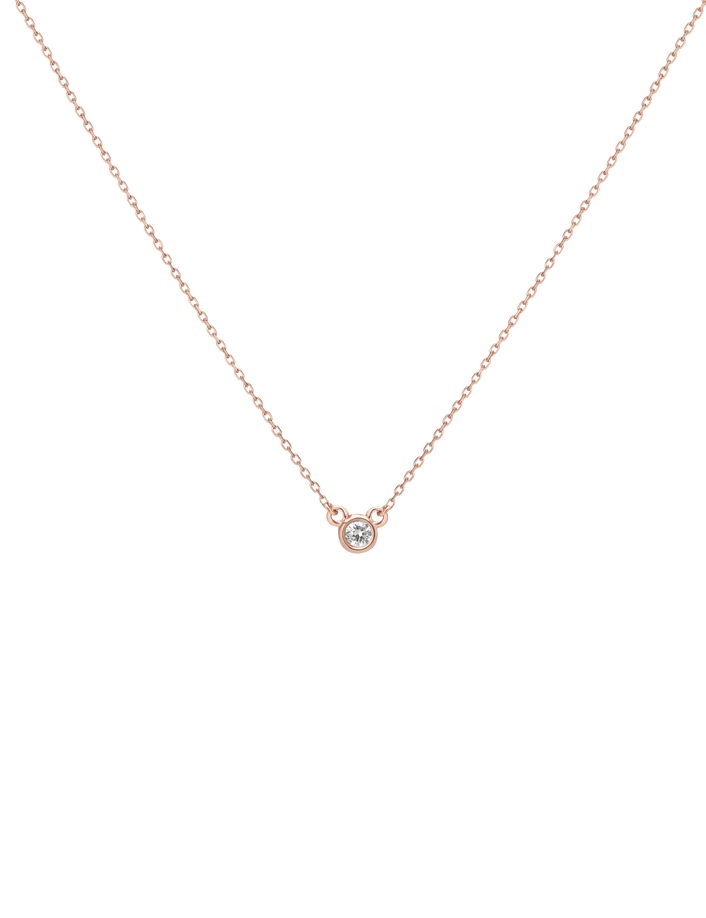 Diamond Bezel Necklace Rose Gold Vermeil 14k Rose Gold 18k Rose Gold White Diamonds     Front First