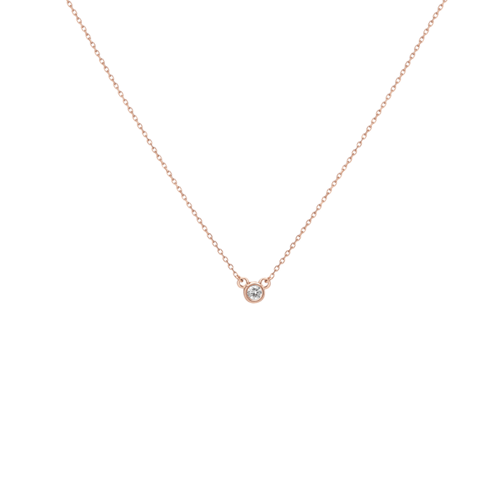 Diamond Bezel Necklace Rose Gold Vermeil 14k Rose Gold 18k Rose Gold White Diamonds     Front First