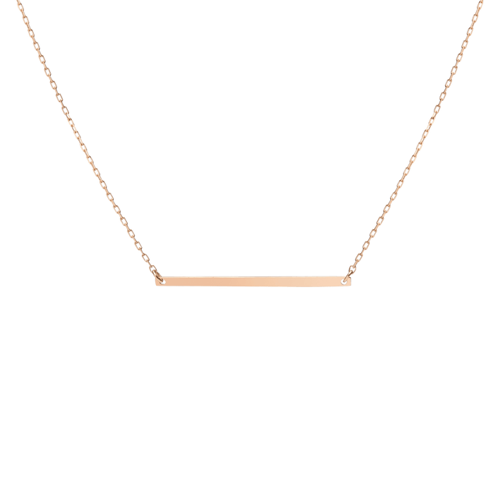 Gold Bar Necklace Rose Gold Vermeil 14k Rose Gold 18k Rose Gold     Front First