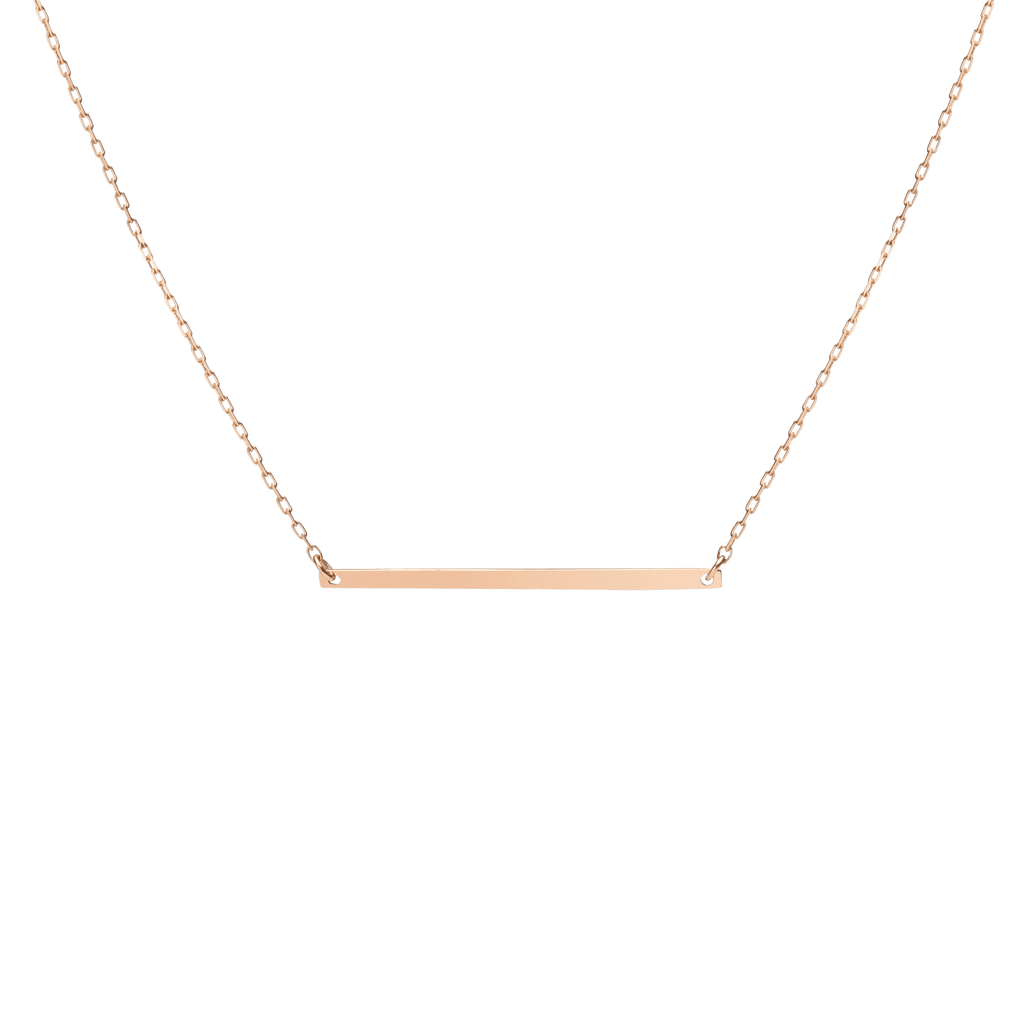 Engravable Gold Bar Necklace in Yellow, Rose or White Gold