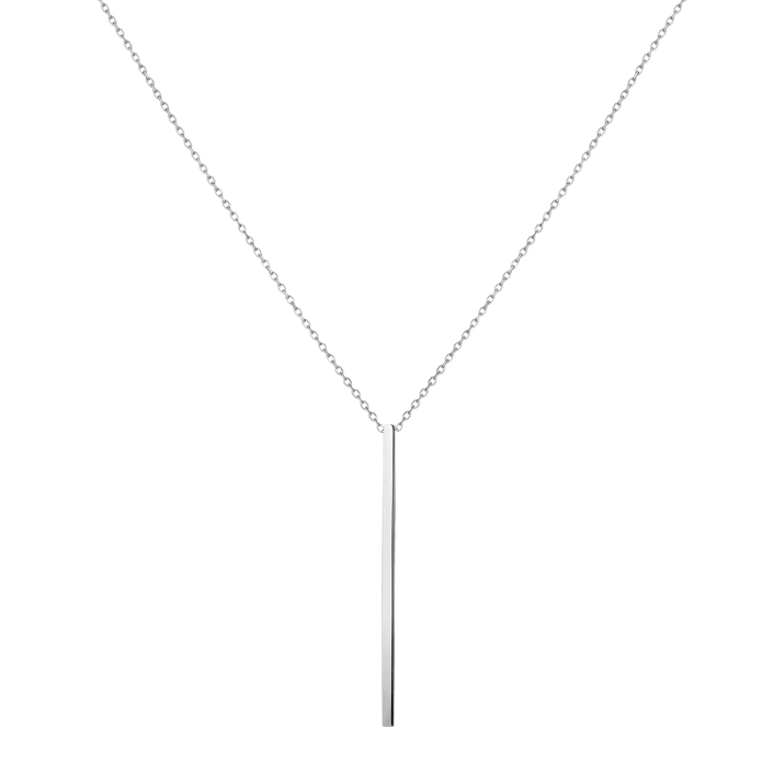 Long Gold Bar Drop Necklace Sterling Silver White Gold Vermeil 14k White Gold 18k White Gold     Front First