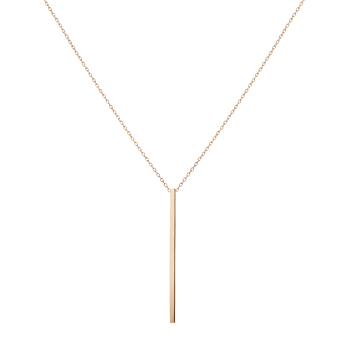 Long Gold Bar Drop Necklace Yellow Gold Vermeil 14k Yellow Gold 18k Yellow Gold     Front First